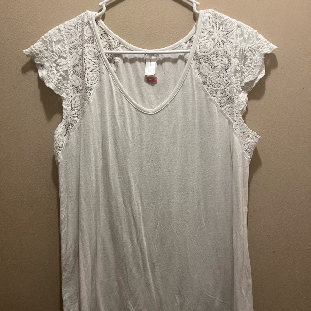 No Boundaries Size Xxl White Lace Cap Sleeve Top